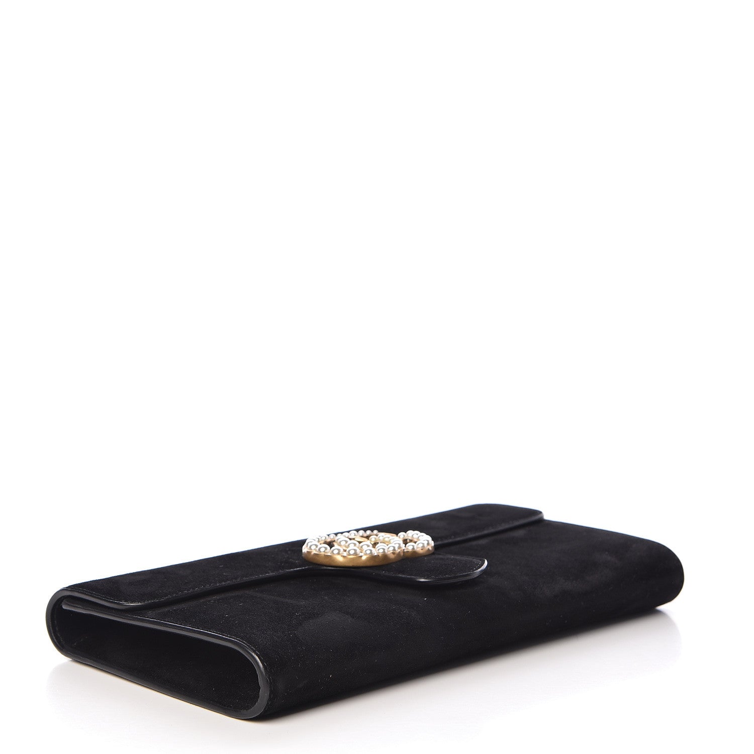 Gucci Suede Pearly GG Marmont Clutch Black 4 of 10