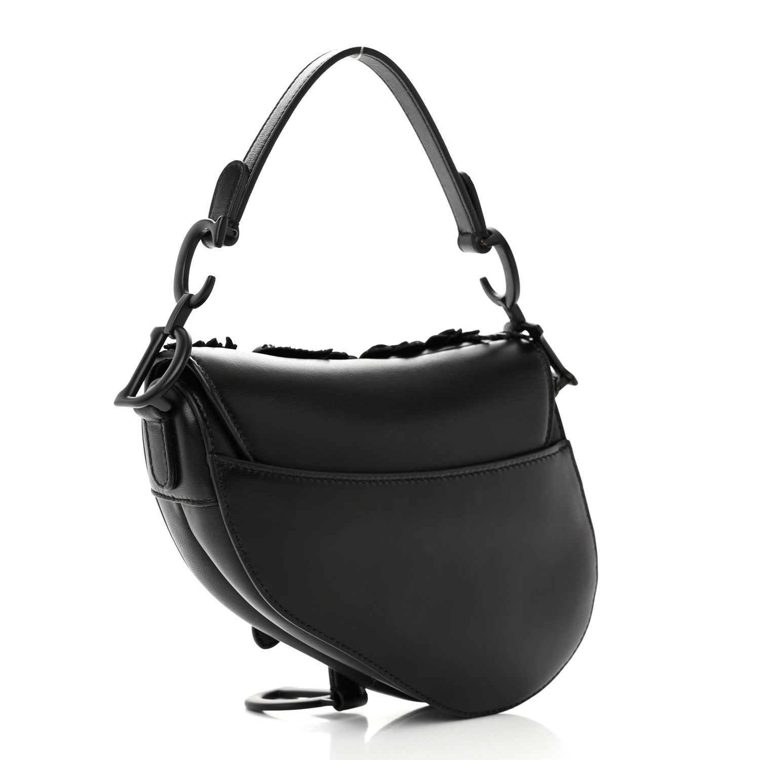 Christian Dior Lambskin Mini 3D Floral Saddle Bag Black 3 of 13