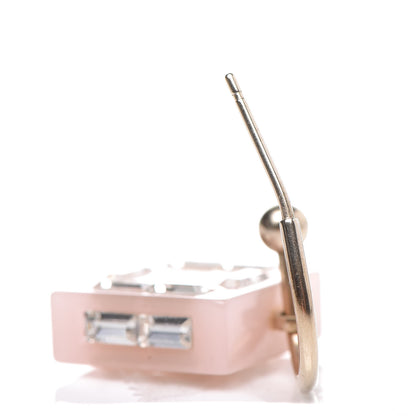 Chanel Resin Baguette Crystal Geometric Square CC Drop Earrings Pink 4 of 4