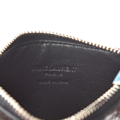 Saint Laurent Calfskin Crocodile Embossed 5 Fragments Zip Pouch Card Holder Black 6 of 8