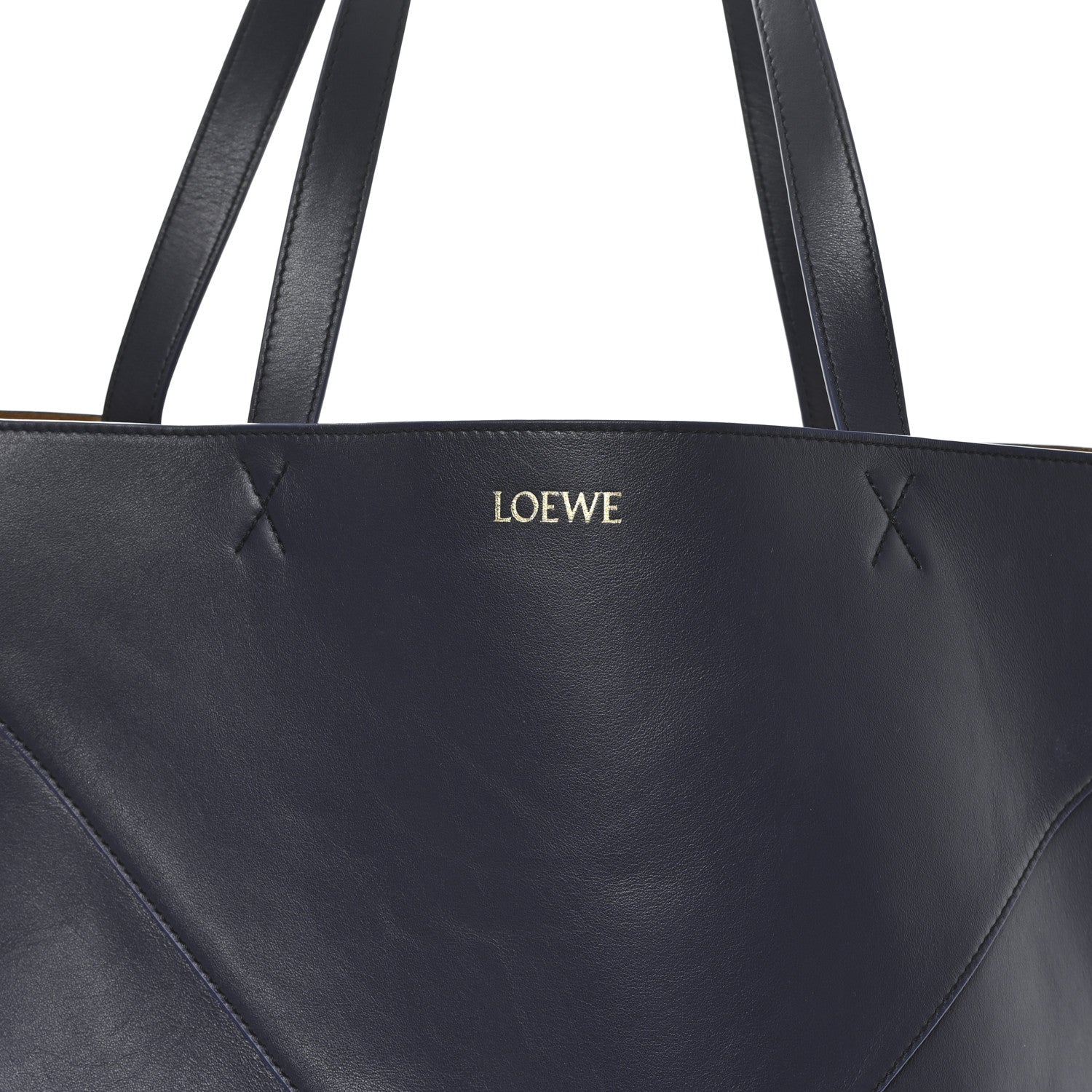 Loewe Shiny Calfskin Large Puzzle Fold Tote Abyss Blue 7 of 10