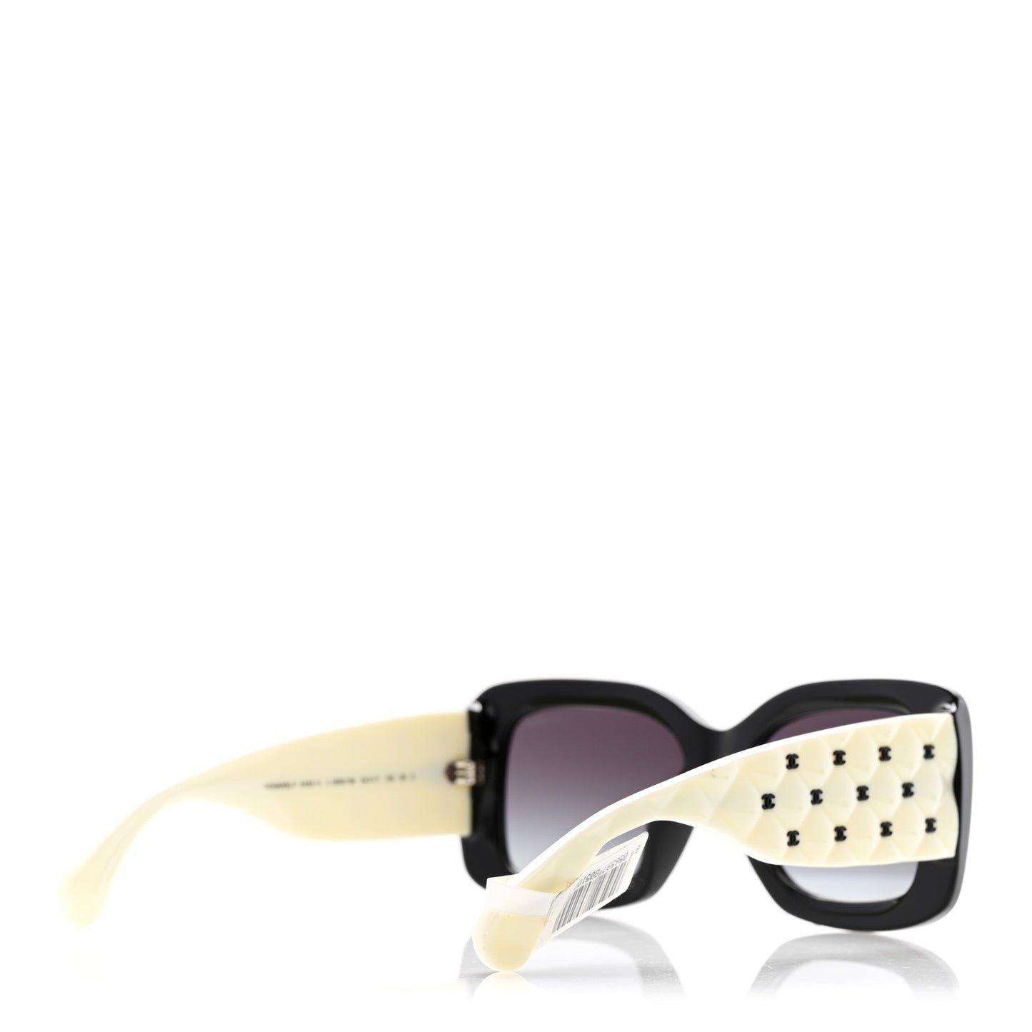 Acetate Quilted CC Rectangle Sunglasses 5483-A White Black