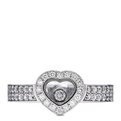 Chopard 18K White Gold Diamond Happy Heart Ring 53 6.25 1 of 5