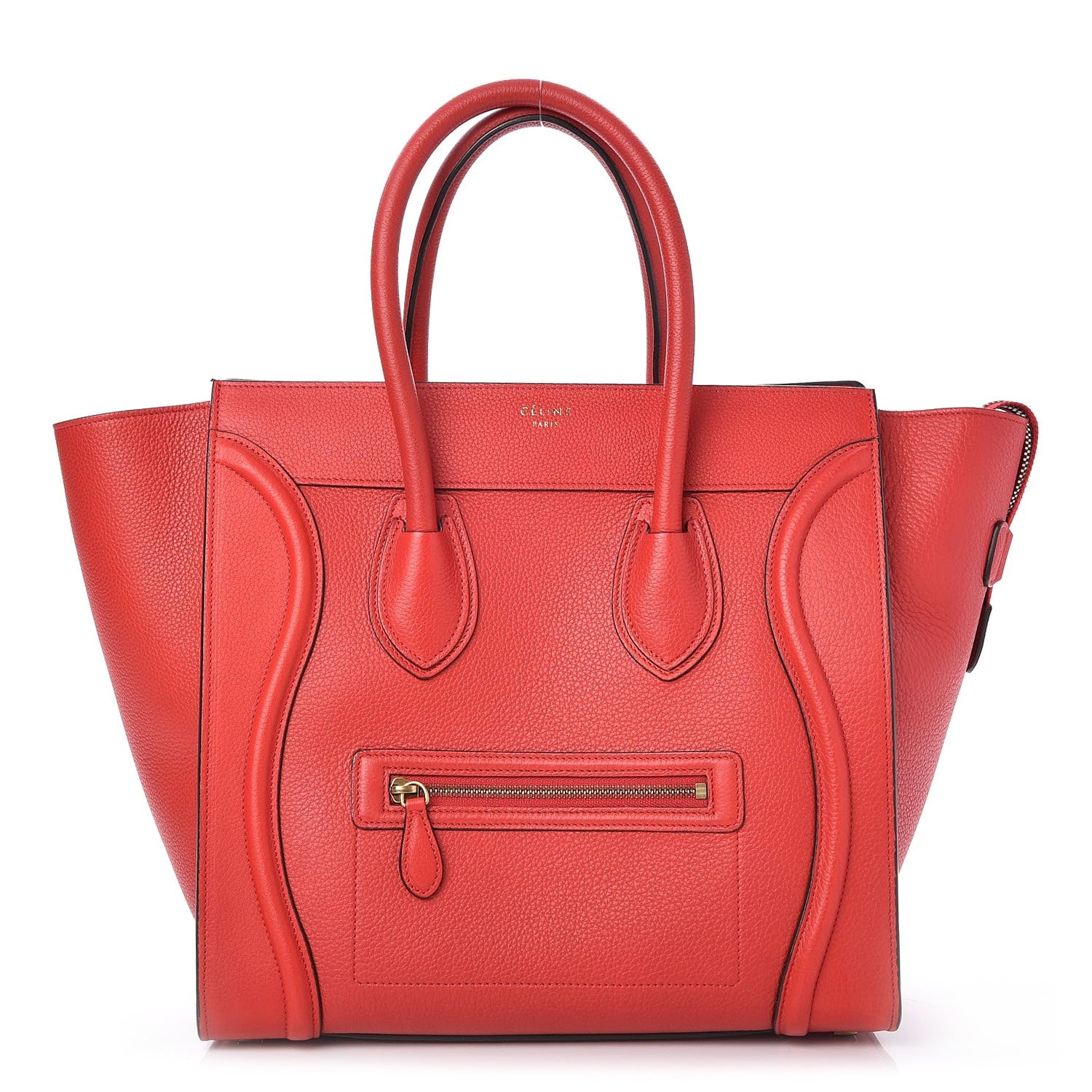 Celine Drummed Calfskin Mini Luggage Coquelicot 1 of 7