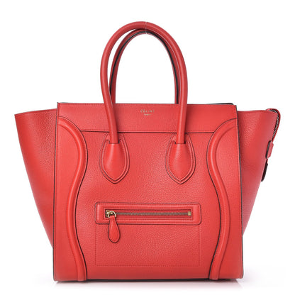 Celine Drummed Calfskin Mini Luggage Coquelicot 1 of 7