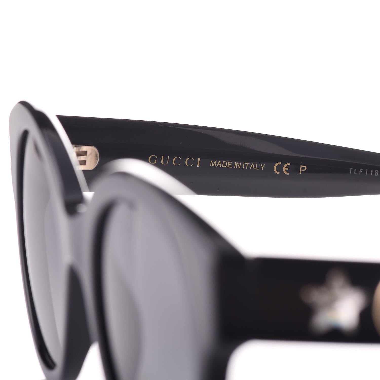 Gucci Round Frame Star Sunglasses GG0208S Black 5 of 9