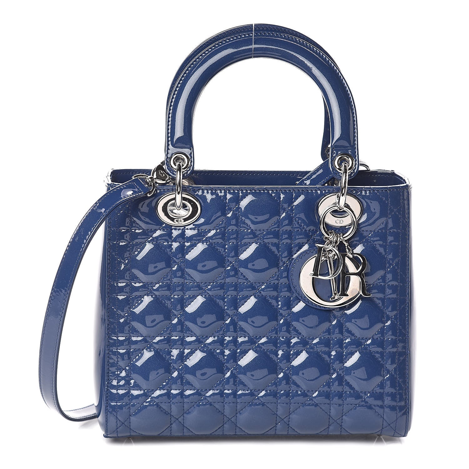 Christian Dior Patent Cannage Medium Lady Dior Blue 1 of 9
