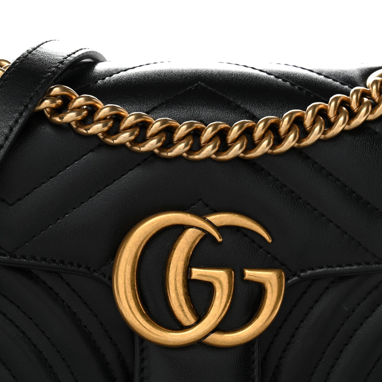Gucci Calfskin Matelasse Mini GG Marmont Shoulder Bag Black 8 of 11