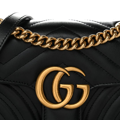 Gucci Calfskin Matelasse Mini GG Marmont Shoulder Bag Black 8 of 11