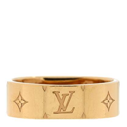 Louis Vuitton Brass Monogram Engraved Nanogram Ring M 50/5.25 Gold 3 of 5