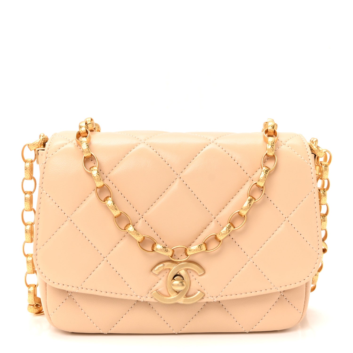 Chanel Lambskin Quilted CC Coin Flap Bag Beige 1820569 – FASHIONPHILE