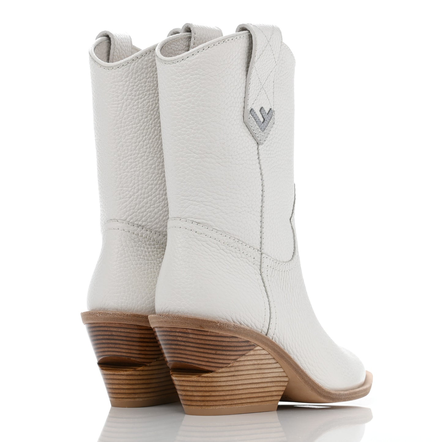 Grained Calfskin Cutwalk Ankle Boots 38 White