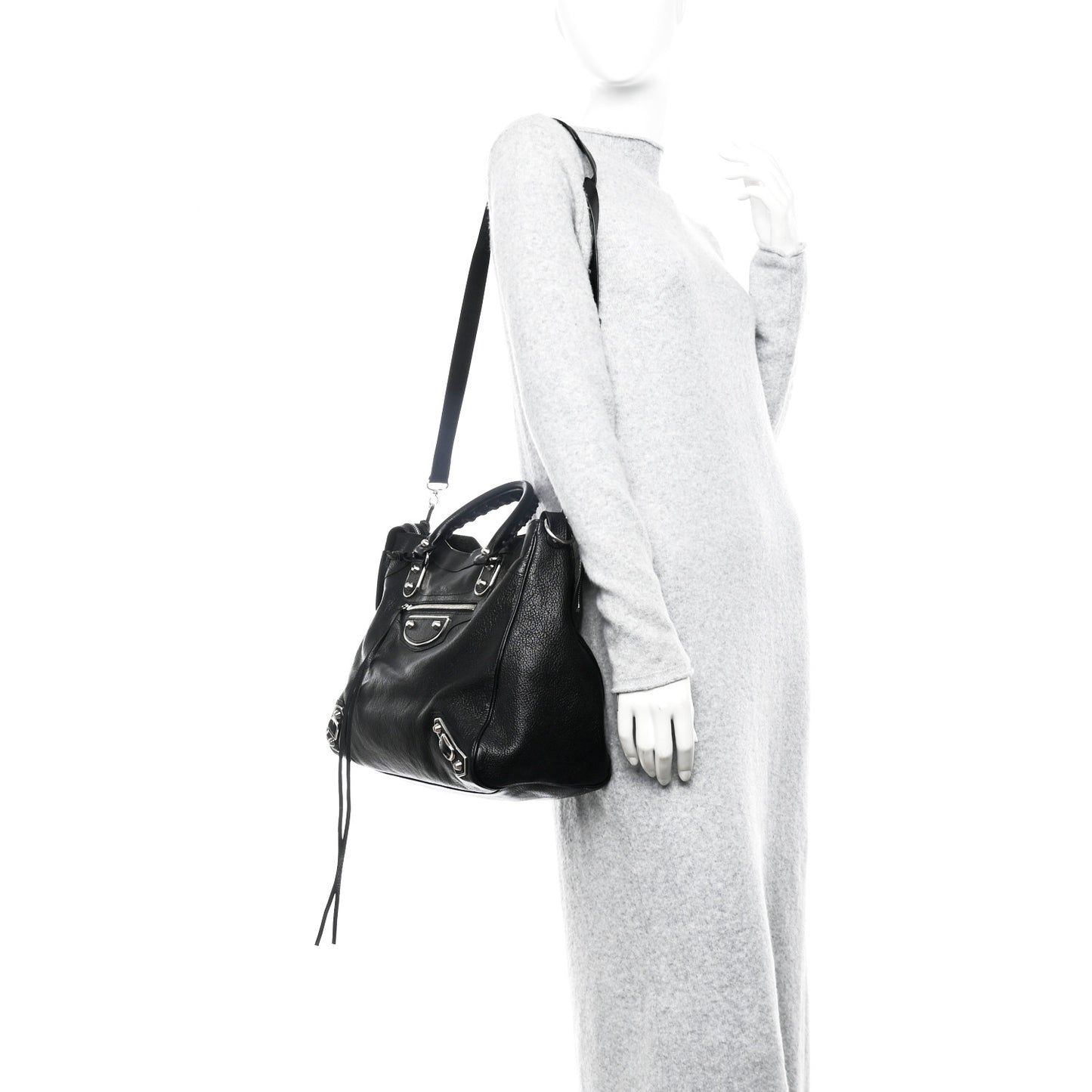 Chevre Silver Metallic Edge Hardware Velo Black