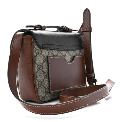 Gucci GG Supreme Monogram New Sakai Lux Calfskin Mini Padlock Flap Pocket Shoulder Bag Beige Ebony Black Cuir 3 of 13