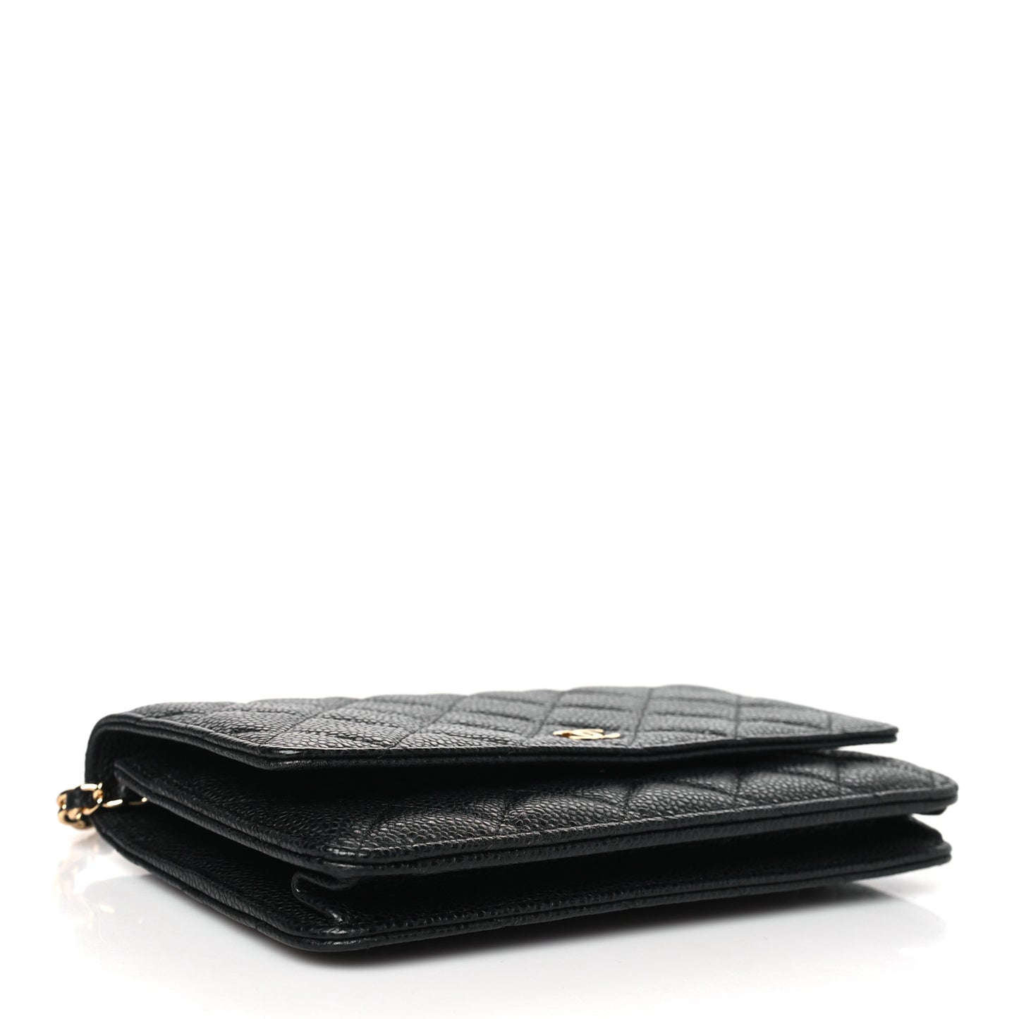 Caviar Quilted Wallet on Chain WOC Black