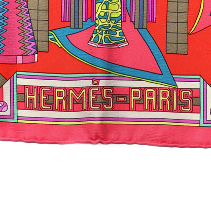 Hermes Silk Les Trophees Scarf 90 Rose Vif Rouge Turquoise 2 of 5