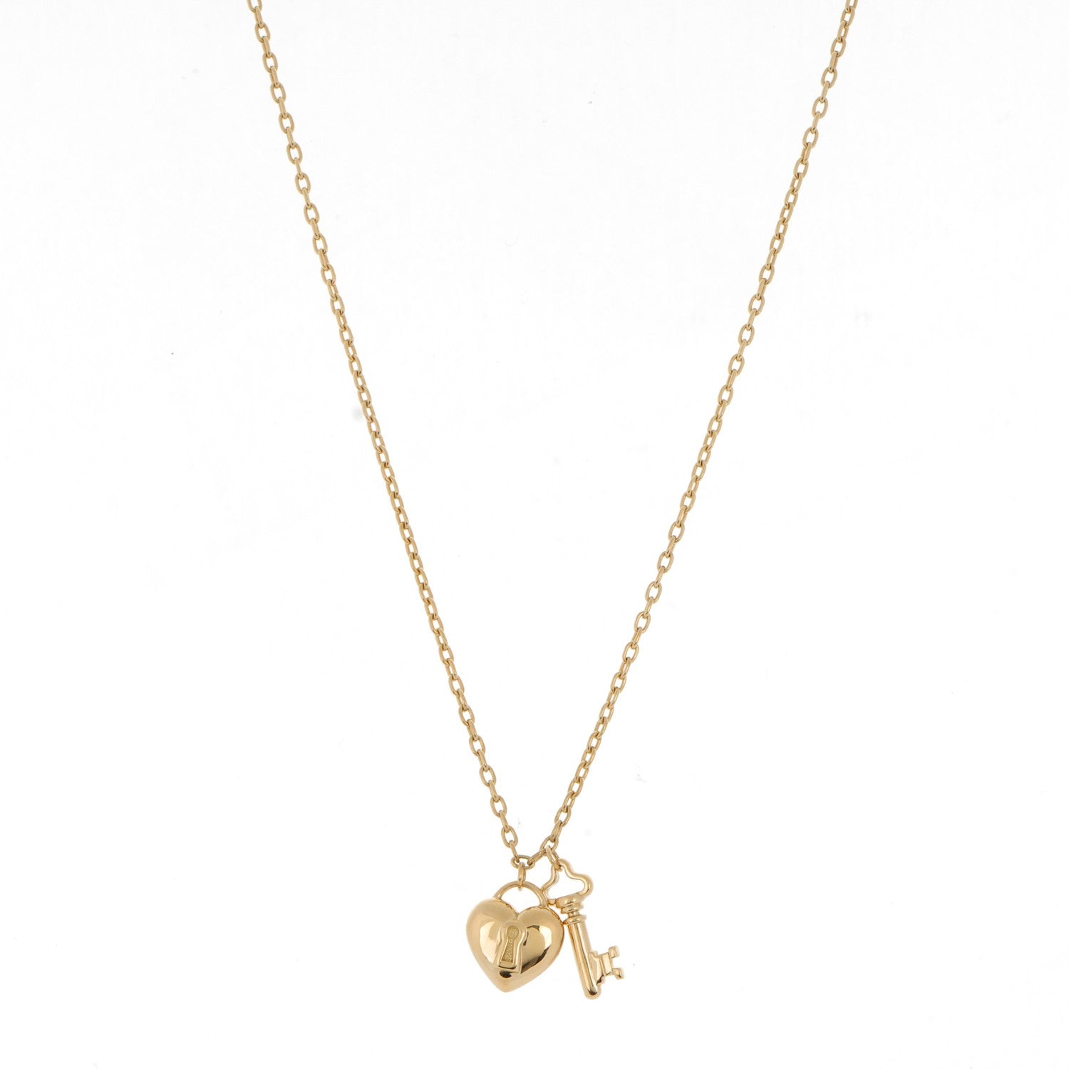 Tiffany 18K Yellow Gold Heart Lock Pendant Necklace 1 of 4