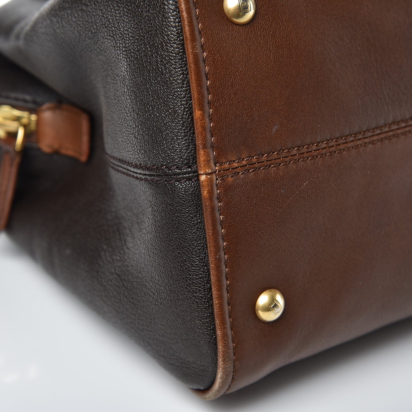 Capra Vitello Saddle Colorblock Large Chameleon Tote Moro Biscotto
