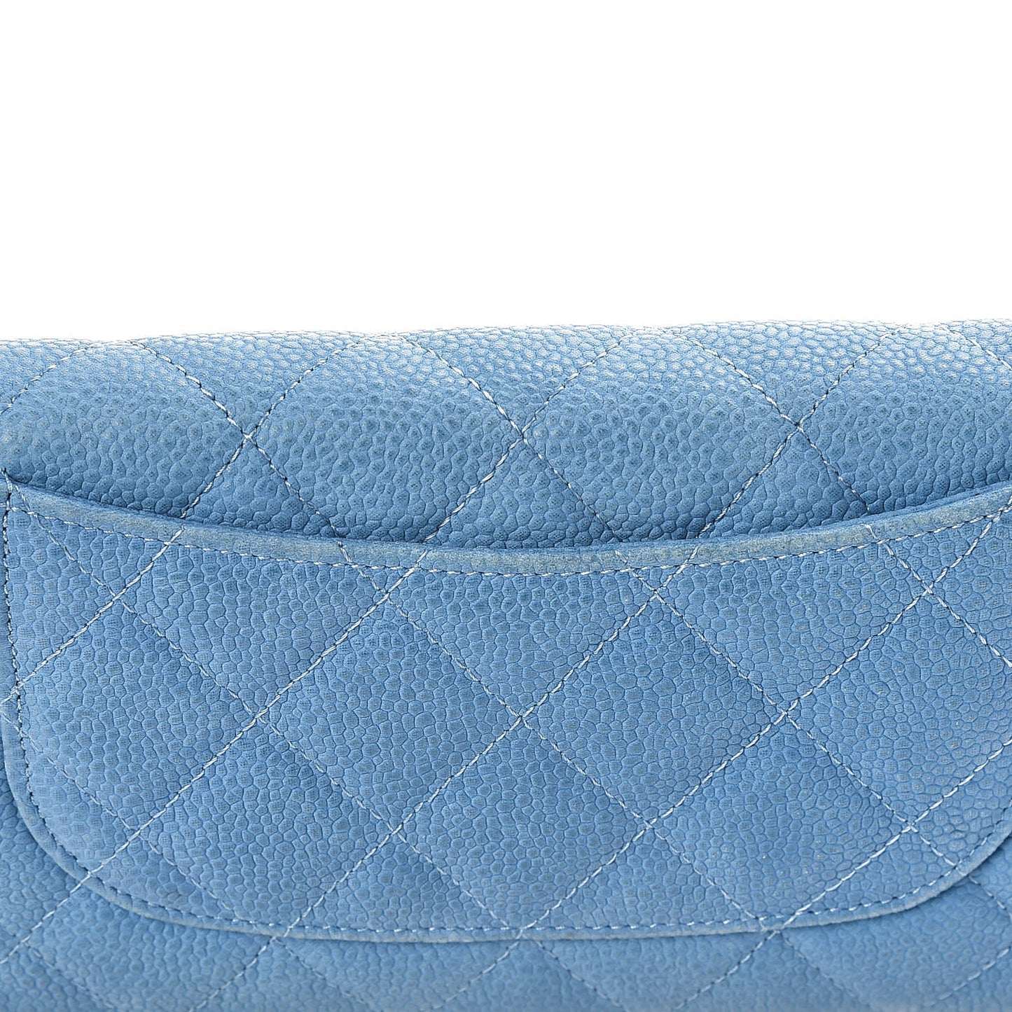Iridescent Caviar Quilted Large Flap Wallet Blue