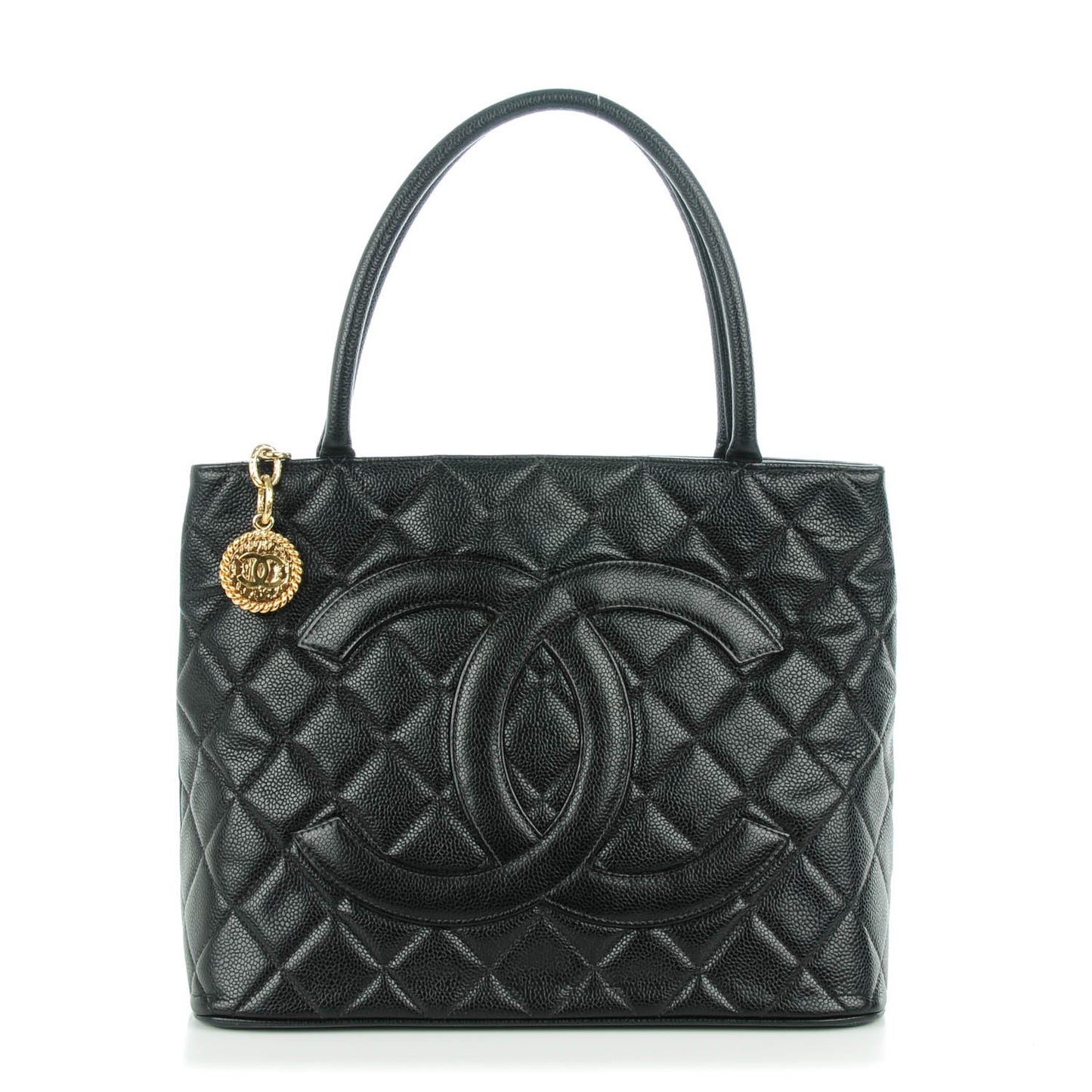 Caviar Quilted Medallion Tote Black