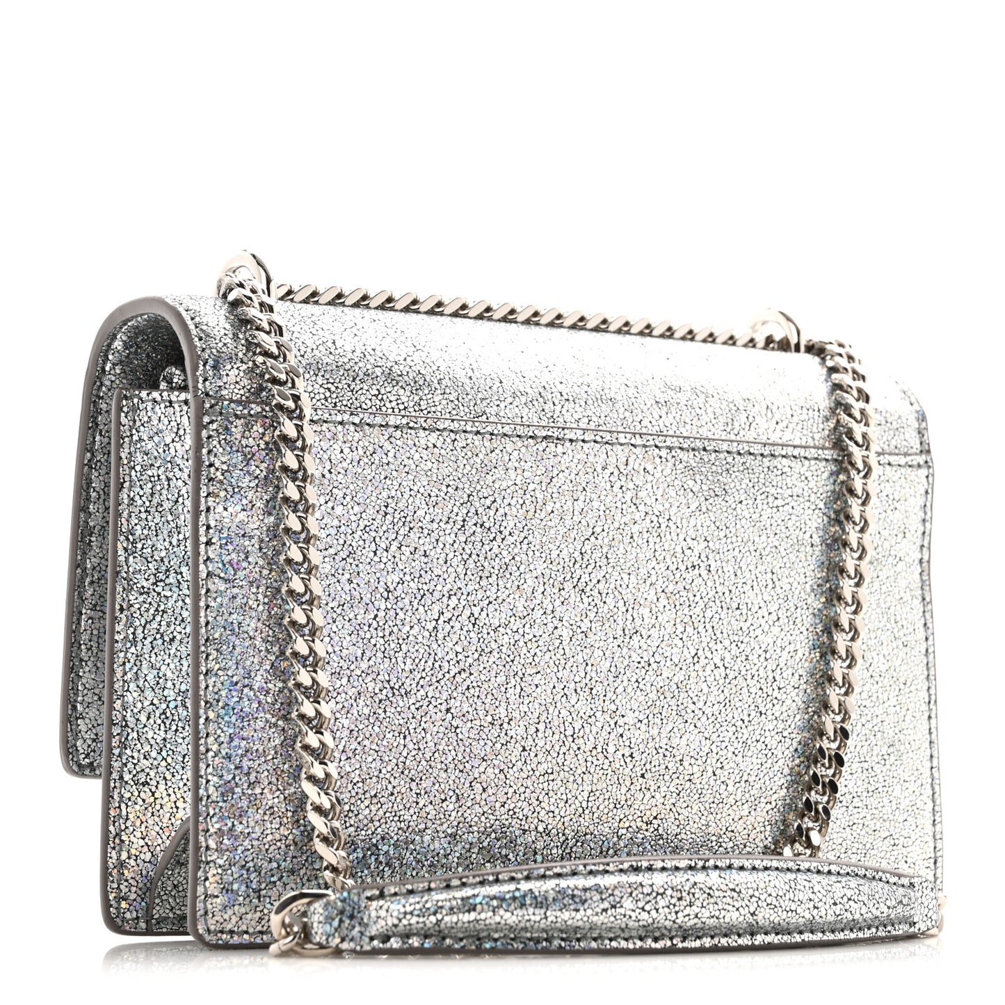 Metallic Crackled Calfskin Monogram Sunset Chain Wallet Star Light