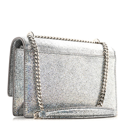 Saint Laurent Metallic Crackled Calfskin Monogram Sunset Chain Wallet Star Light 3 of 13