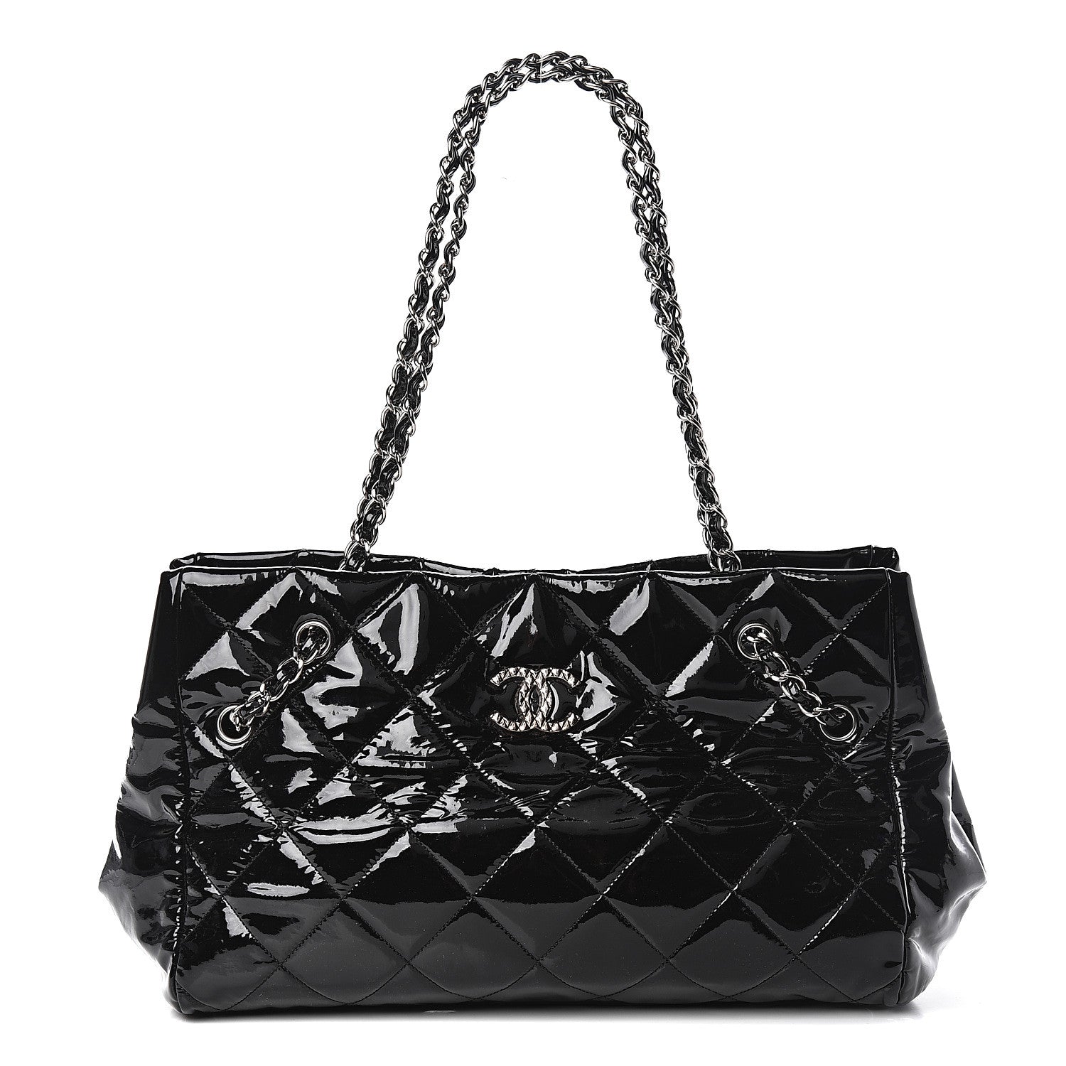 Chanel Patent Quilted Medium Cells Tote Black 1 of 12