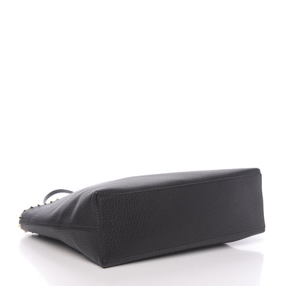 Valentino Garavani Grained Calfskin Rockstud Shoulder Tote Black 3 of 10
