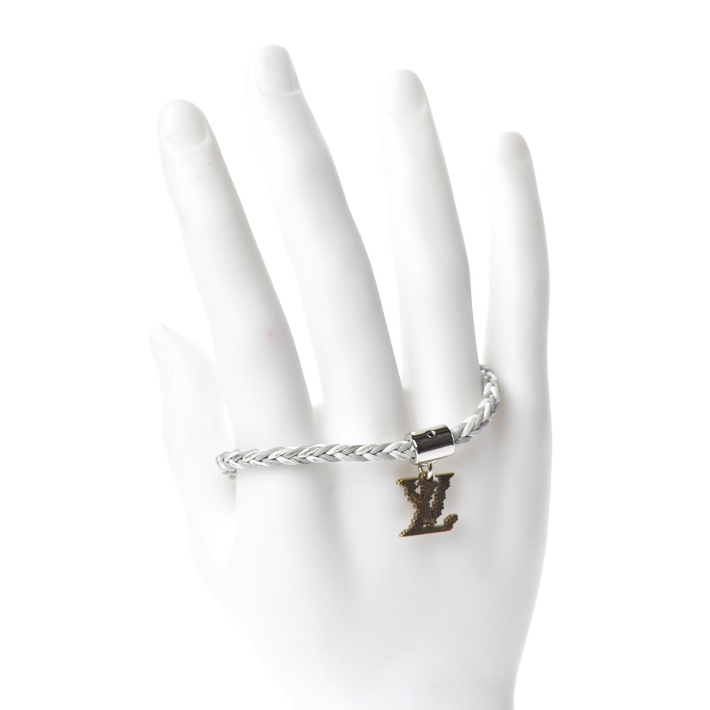 Calfskin Mens Charm Friendship Bracelet White