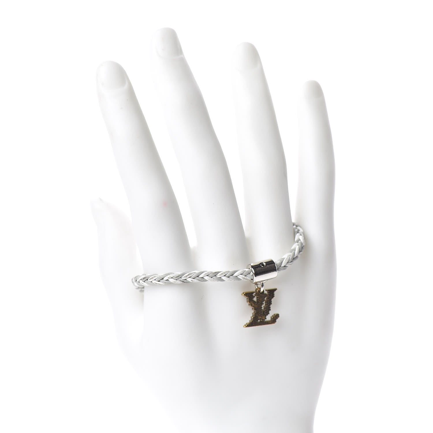 Louis Vuitton Calfskin Mens Charm Friendship Bracelet White 2 of 5