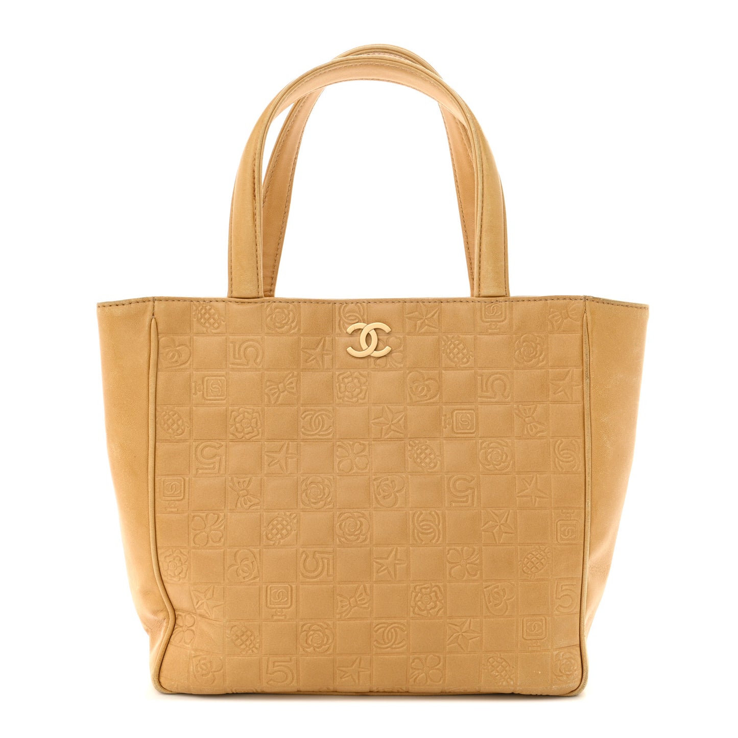Lambskin Precious Symbols Shopping Tote Beige