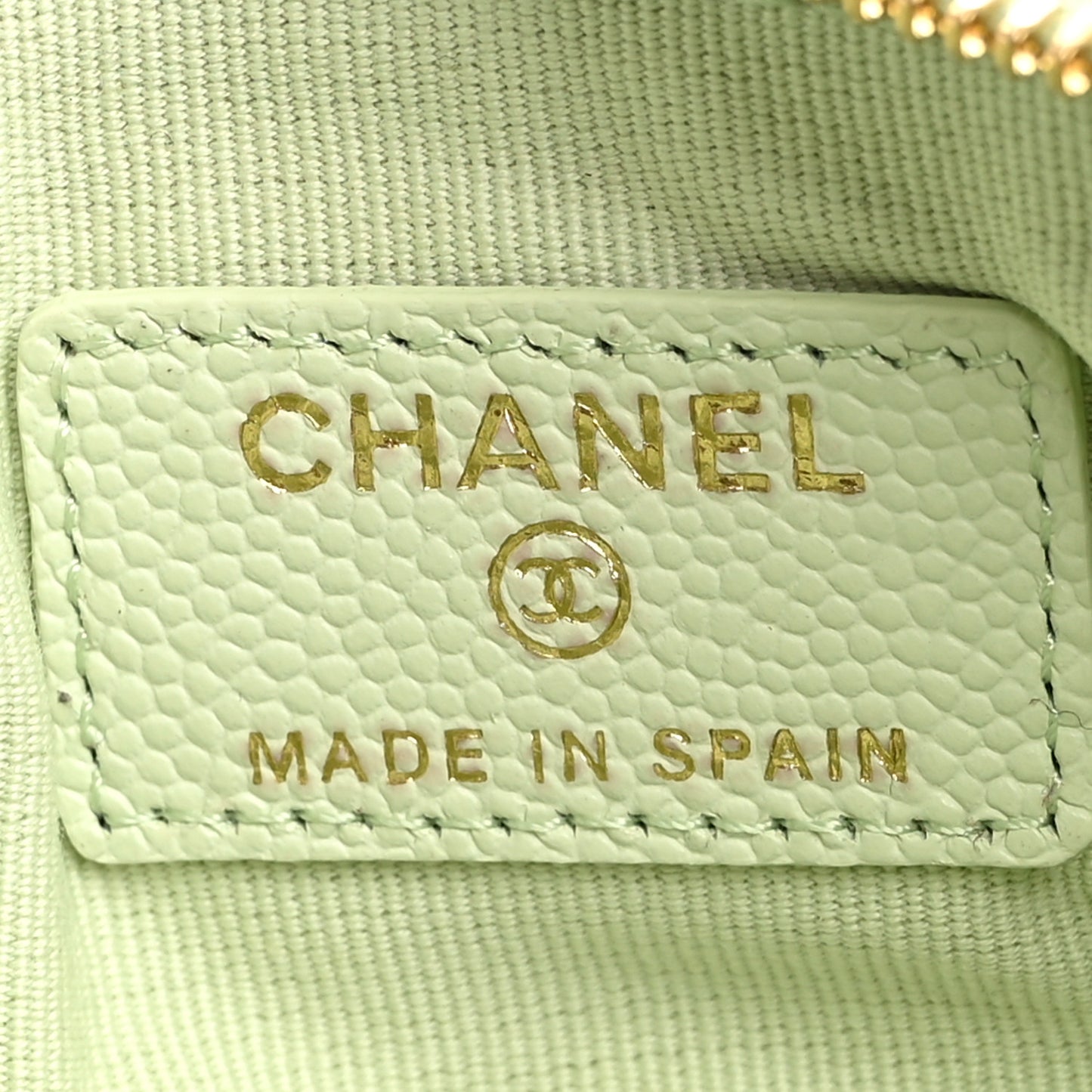 Caviar Quilted Small Cosmetic Case Light Green
