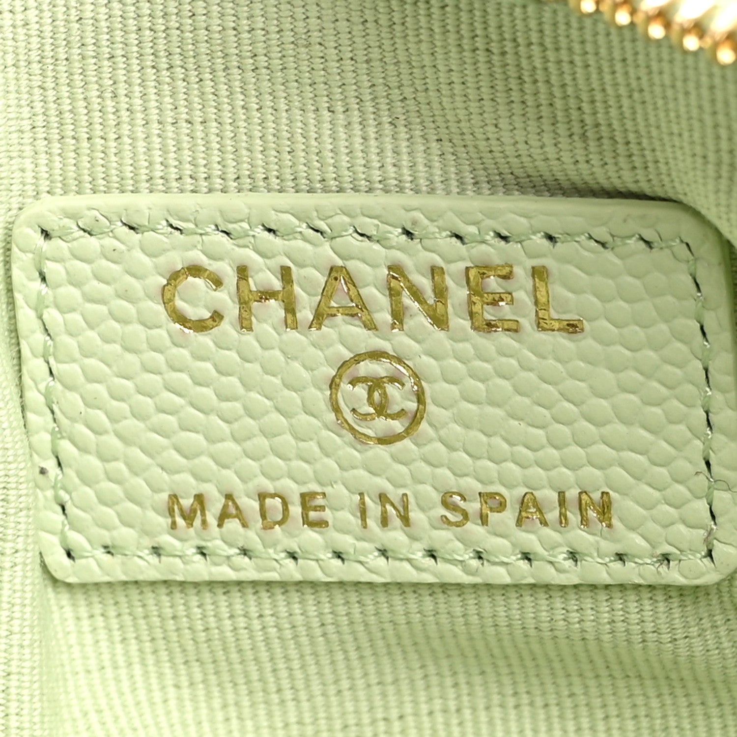 Chanel Caviar Quilted Small Cosmetic Case Light Green 7 of 9
