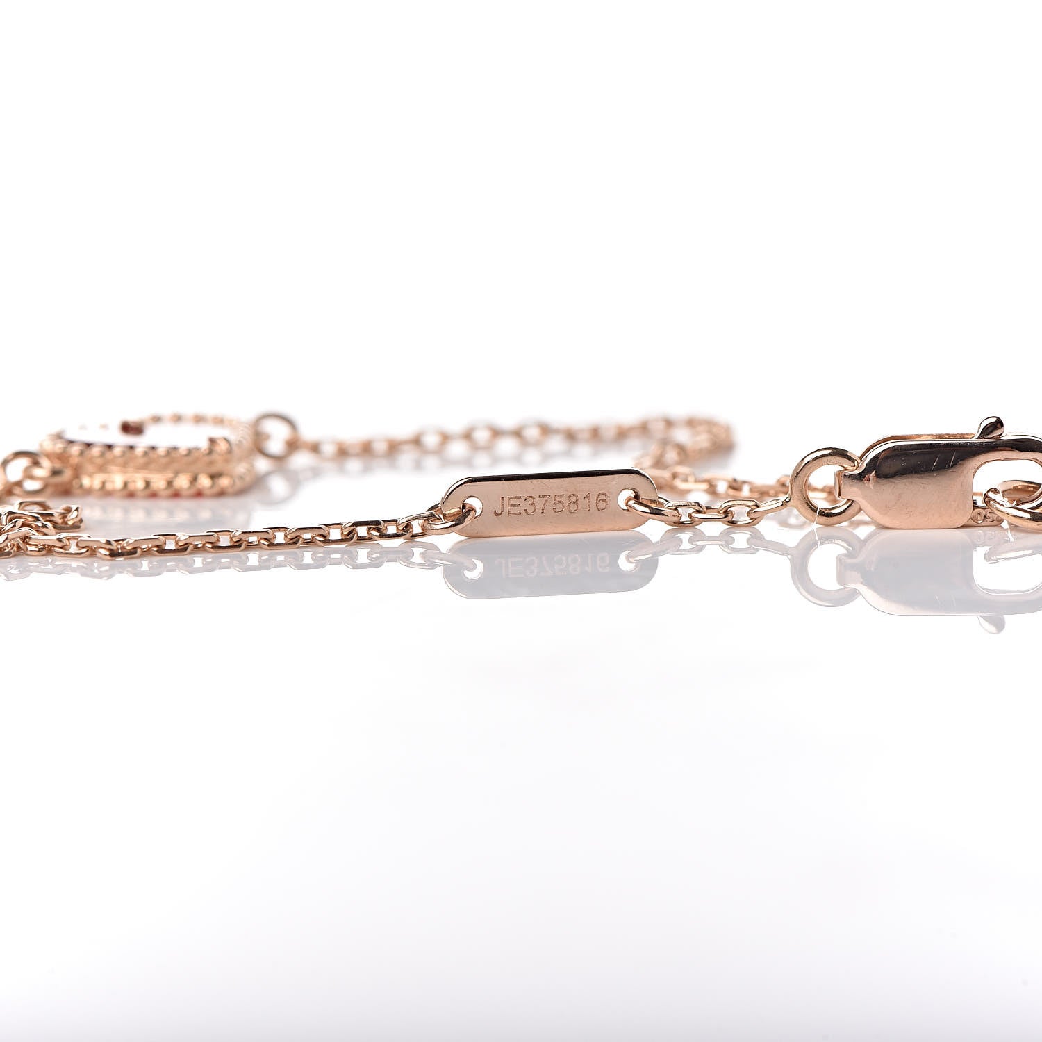 Van Cleef & Arpels 18K Rose Gold Carnelian Sweet Alhambra Heart Bracelet 6 of 7
