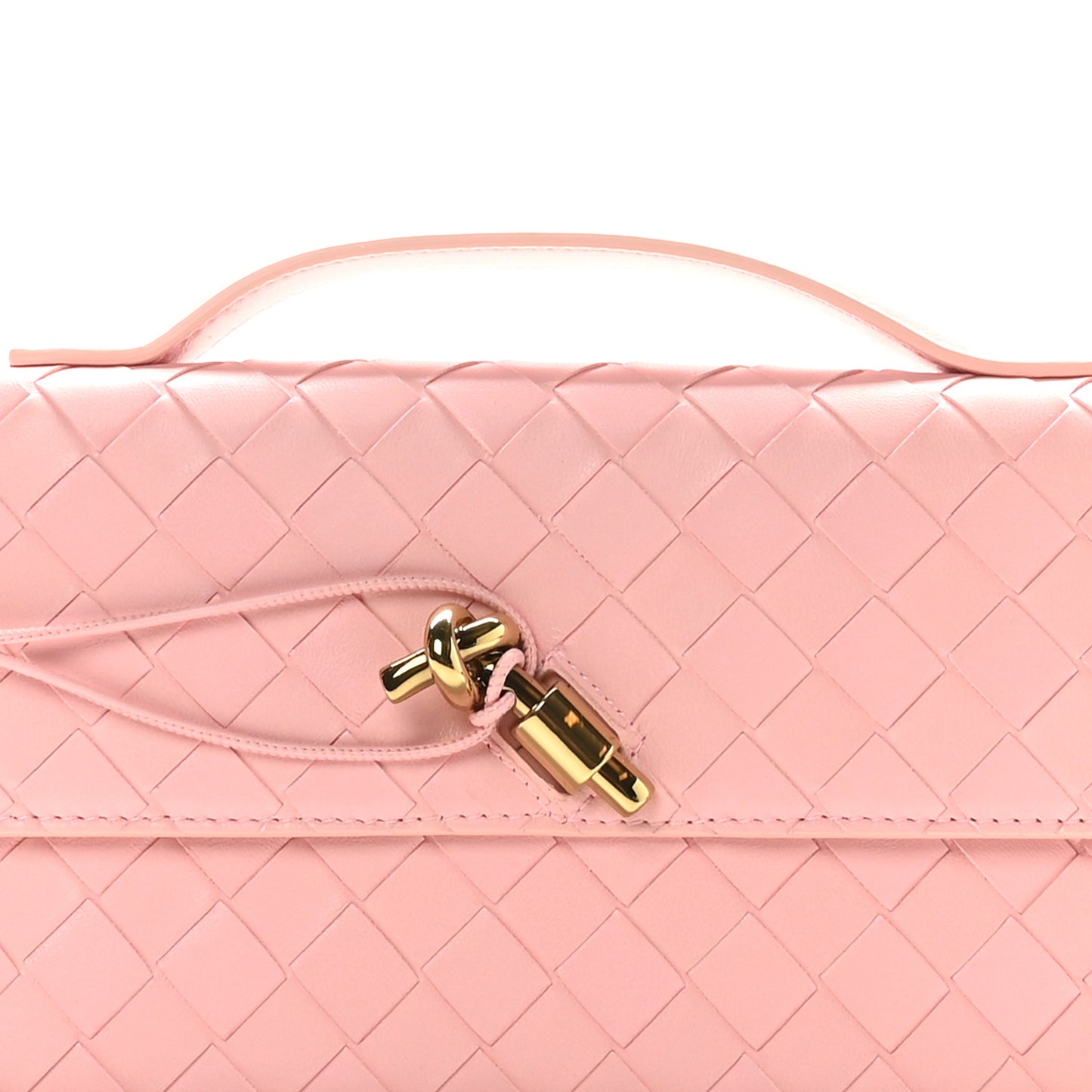 Nappa Intrecciato Long Andiamo Top Handle Clutch Rose