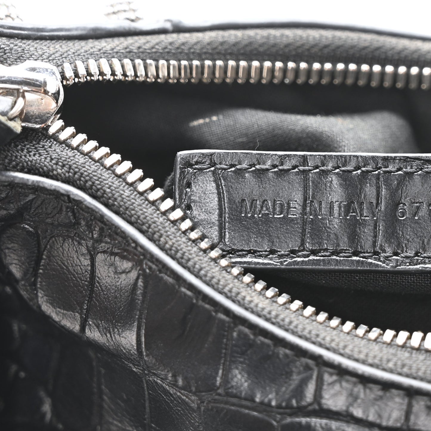 Extra Supple Calfskin Crystal Crocodile Embossed Le Cagole Shoulder Bag XS Black