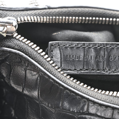 Balenciaga Extra Supple Calfskin Crystal Crocodile Embossed Le Cagole Shoulder Bag XS Black 8 of 11