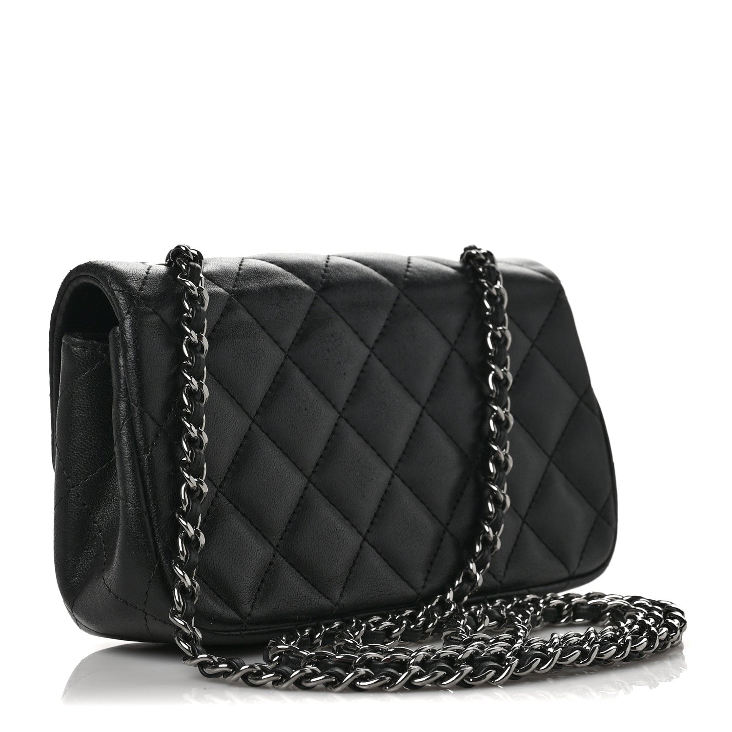 Chanel Lambskin Quilted Extra Mini Rectangular Flap Black 3 of 7