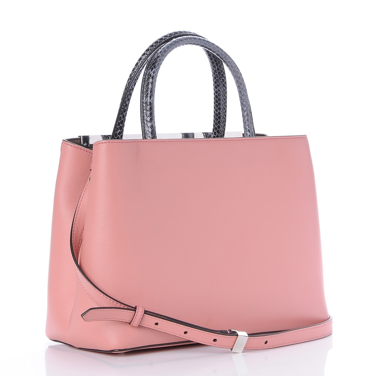 Fendi Vitello Dolce Elaphe Monster Petite 2Jours Tote Bois de Rose Naturale 4 of 8