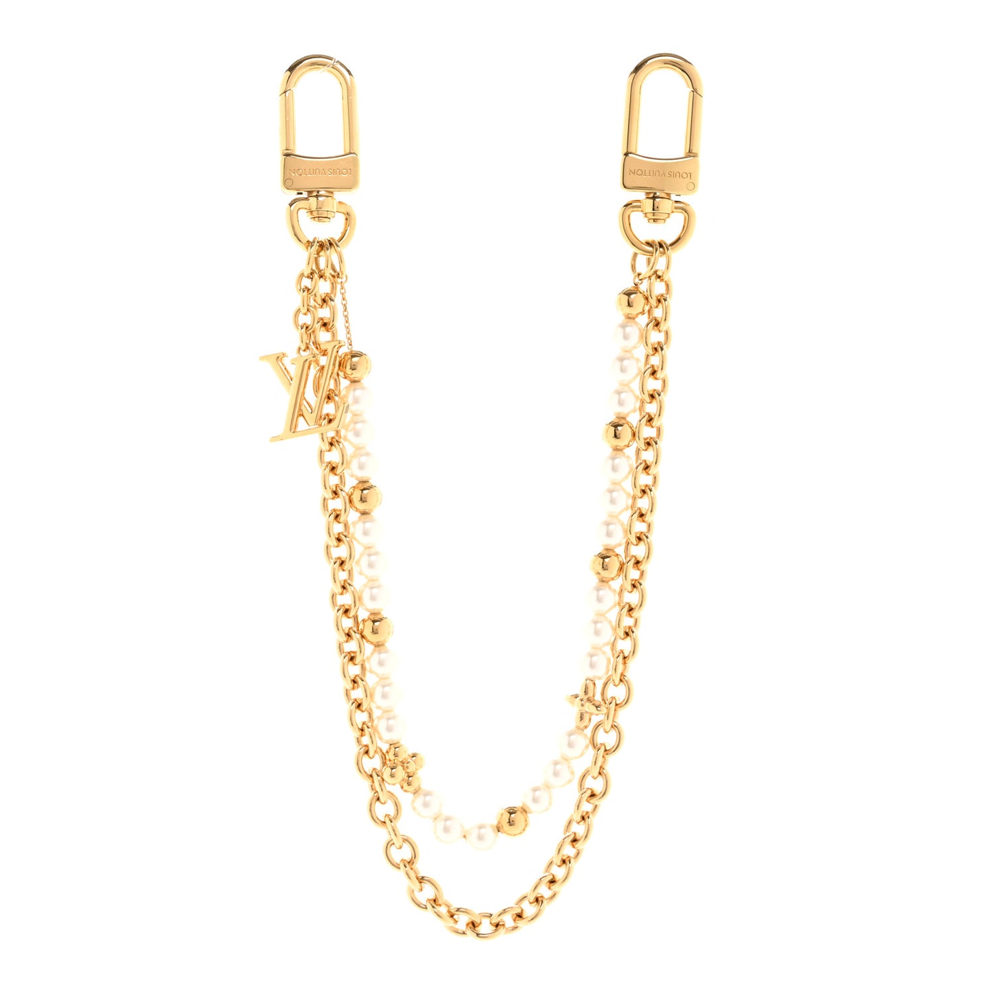 Metal Pearl River Bag Charm Gold