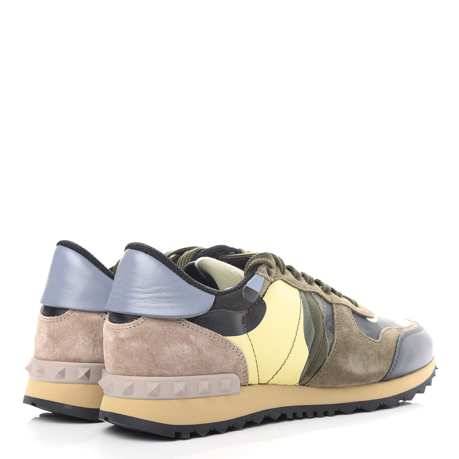 Valentino Garavani Nappa Suede Camouflage Womens Rockrunner Sneakers 38.5 Green Multicolor 4 of 10