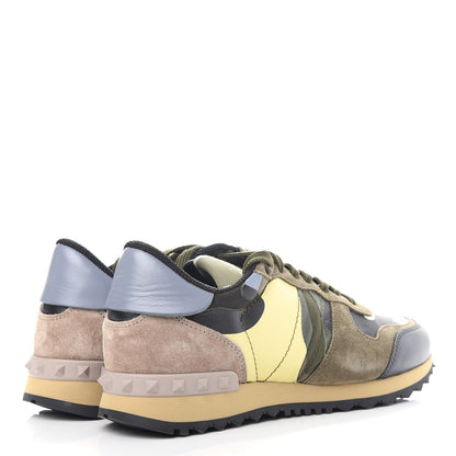Valentino Garavani Nappa Suede Camouflage Womens Rockrunner Sneakers 38.5 Green Multicolor 4 of 10