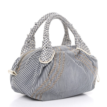 Fendi Denim Striped Spy Bowler Blue 3 of 12