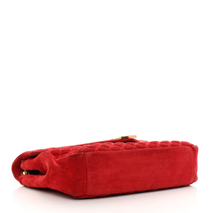 Saint Laurent Suede Mixed Matelasse Triquilt Large Monogram Envelope Satchel Red 4 of 18