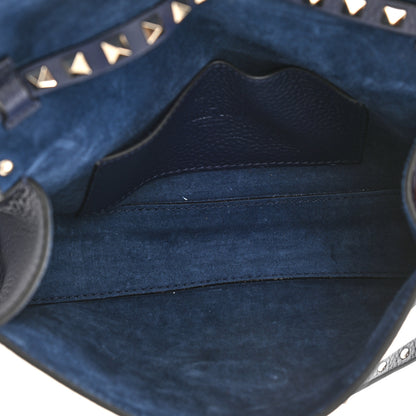 Valentino Garavani Pebbled Calfskin Medium Rockstud Flip Lock Crossbody Bag Navy 5 of 7