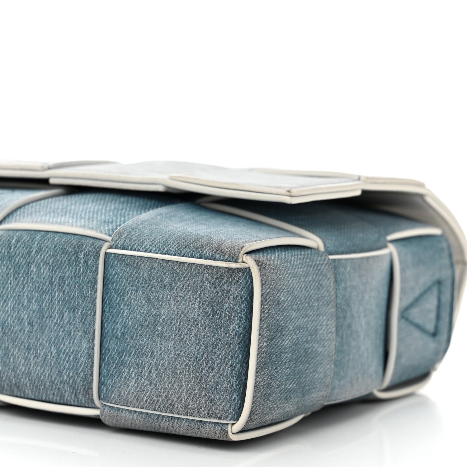 Bottega Veneta Calfskin Denim Print Maxi Intreccio Cassette Crossbody Bag Blue 9 of 11