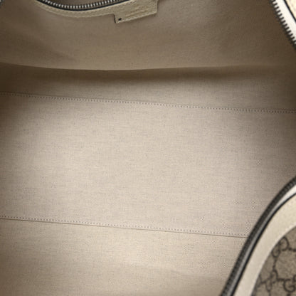 Gucci GG Supreme Monogram Textured Dollar Calfskin Web Medium Ophidia Duffle Bag Beige Ebony Mystic White 4 of 11
