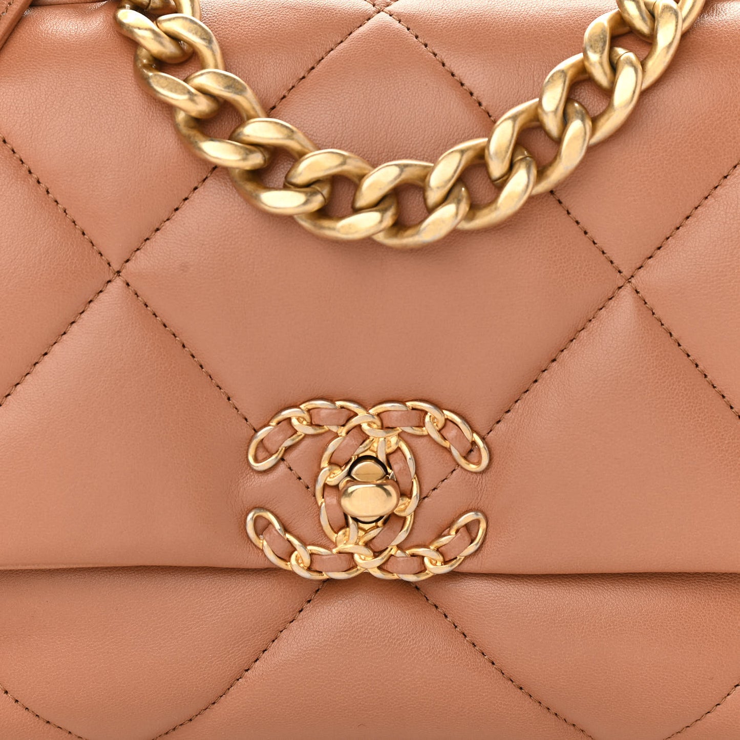 Lambskin Quilted Medium Chanel 19 Flap Brown