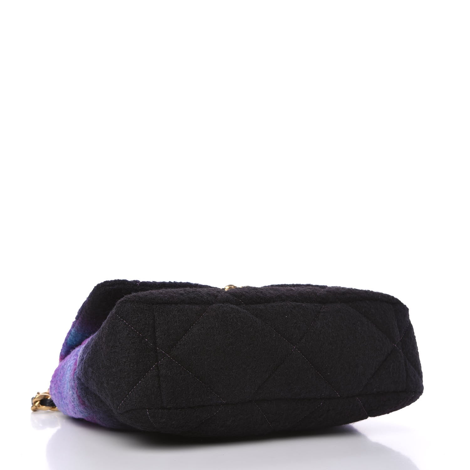 Chanel Wool Tweed Quilted Large Chanel 19 Flap Purple Black Blue 4 of 11