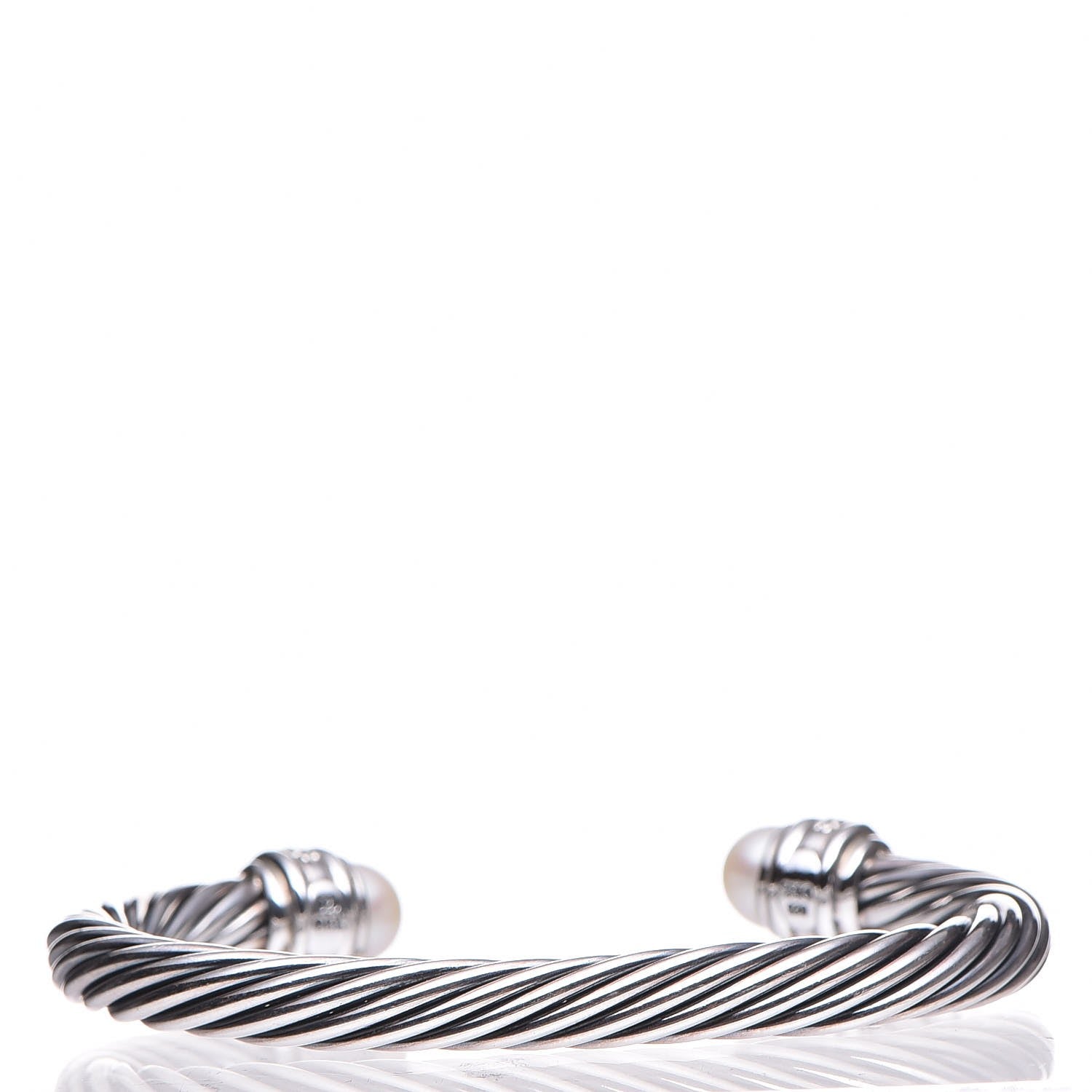 David Yurman Sterling Silver Diamond Pearl 7mm Cable Classics Bracelet 3 of 5